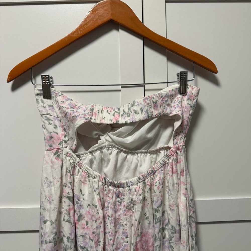 Hollister White Floral Maxi Dress with Pink and Lavender - Picture 3 of 5